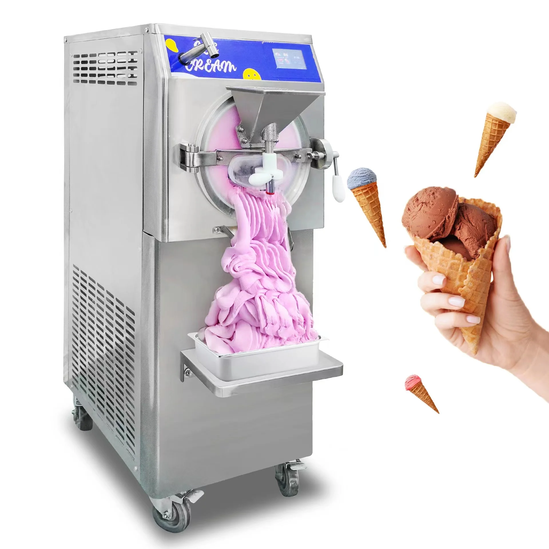 Desktop smart italian ice cream machinery batch freezer nut vertical hard ice cream maker gelato machine