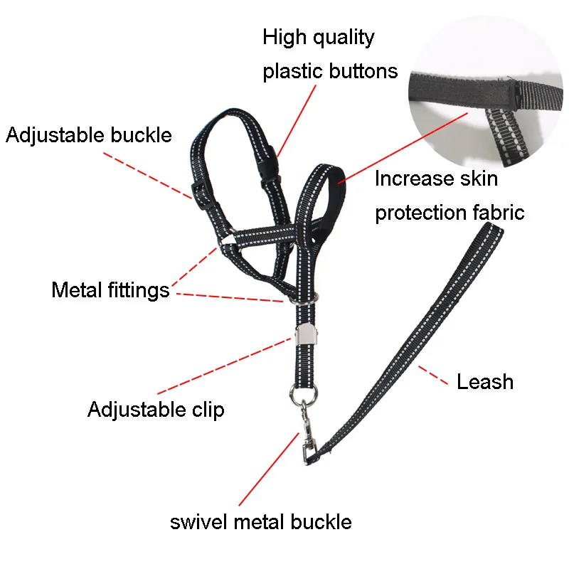 Anti Bite Barking Chewing Sleeve Pet Dog Muzzle Collar Mouth Harness Sleeve Training Leash Strap Adjustable Dog Head Halter