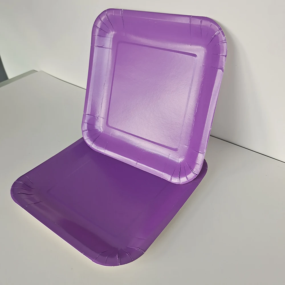 Custom printed Square colorful striped disposable Party Square paper plates