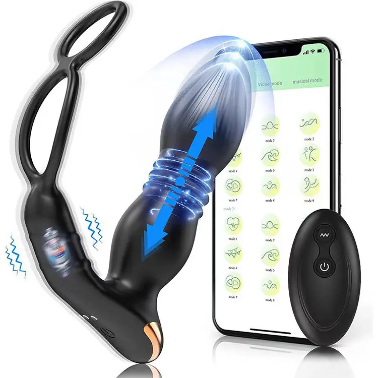 Anal Thrusting Vibrator Prostate Massager Cock Ring Remote Control Anal Sex Toy Butt Plug G Spot Vibrator Adult Toy For Men