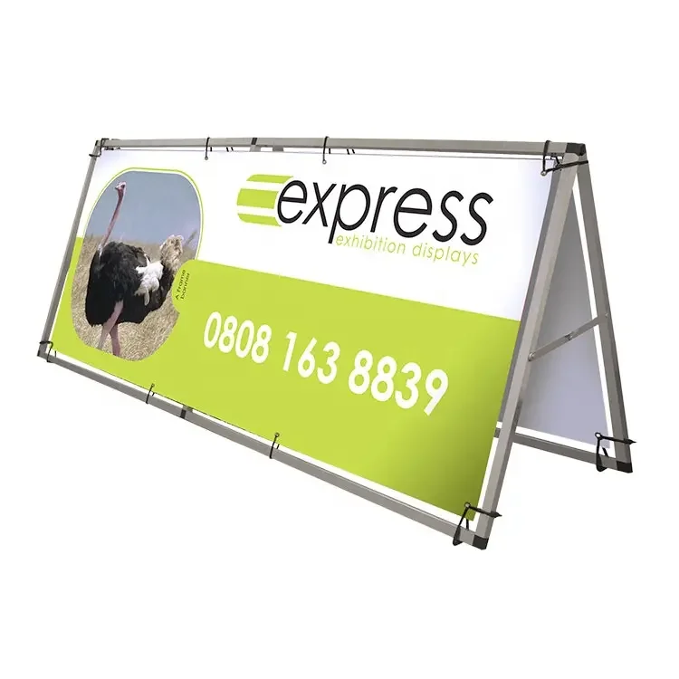 High Quality Customized Logo Sized Double Sided Printing PVC Vinyl Foldable Horizontal A Frame Banner With Aluminum Frame