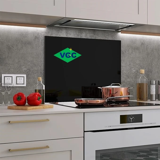 VGC Kitchen Backsplash Tempered Silk Screen Printing Glass 80x50cm Black Screen Printed Glass