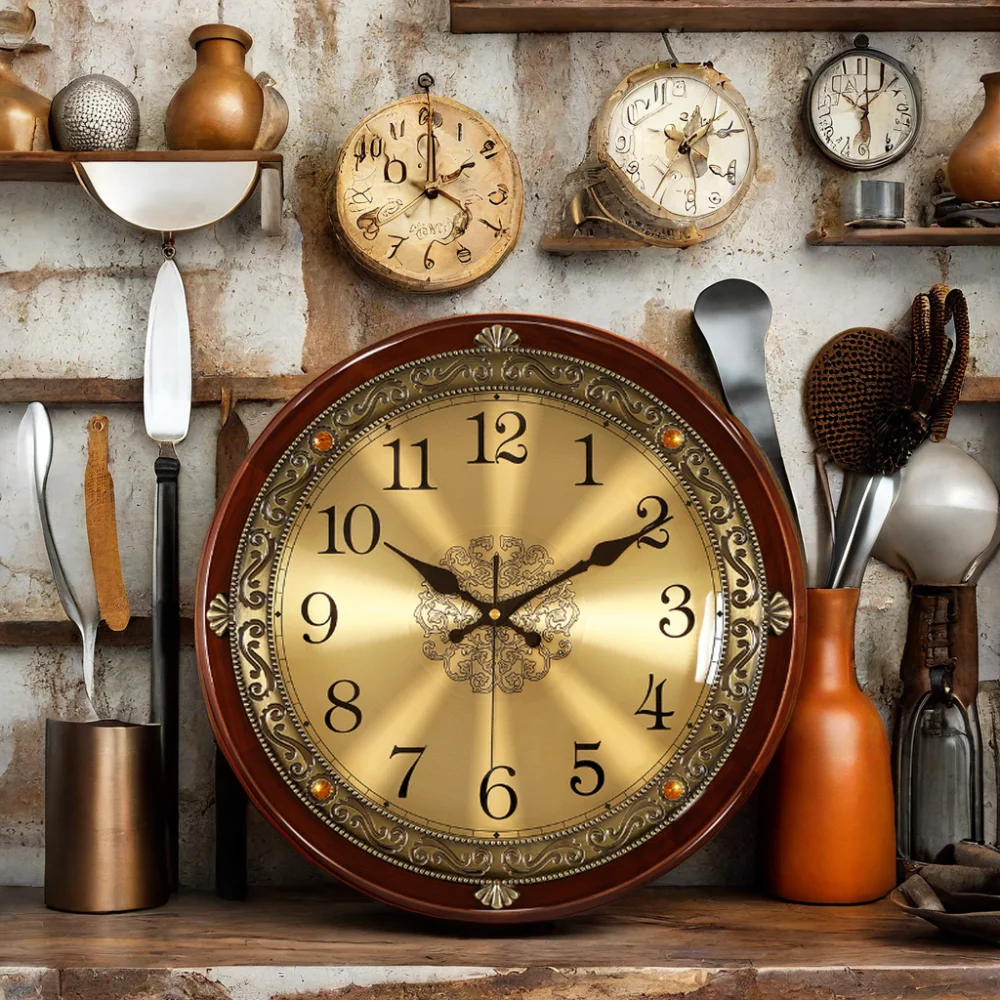 Wall Clock Living Room Clock American Light Luxury Bedroom Pocket Watch Wall-Mounted Atmospheric Quartz Clocks