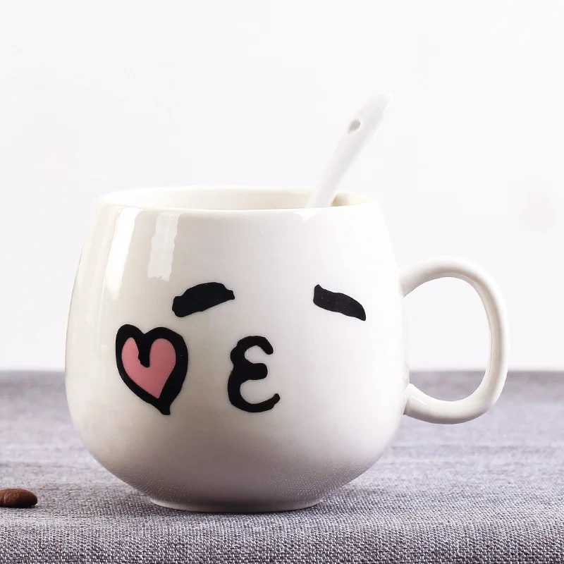 Cute cartoon mood mug simple custom LOGO ceramic milk cup