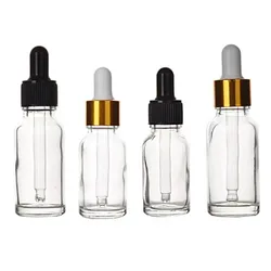 Transparent clear glass dropper serum bottles 5ml 10ml 15ml 20ml 30ml with dropper lid Manufacturers