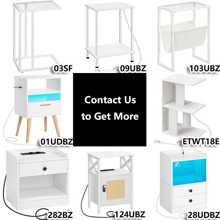 Wholesale White Side Tables, HOOBRO Brand White End Table, White Lamp Accent Table for Living Room