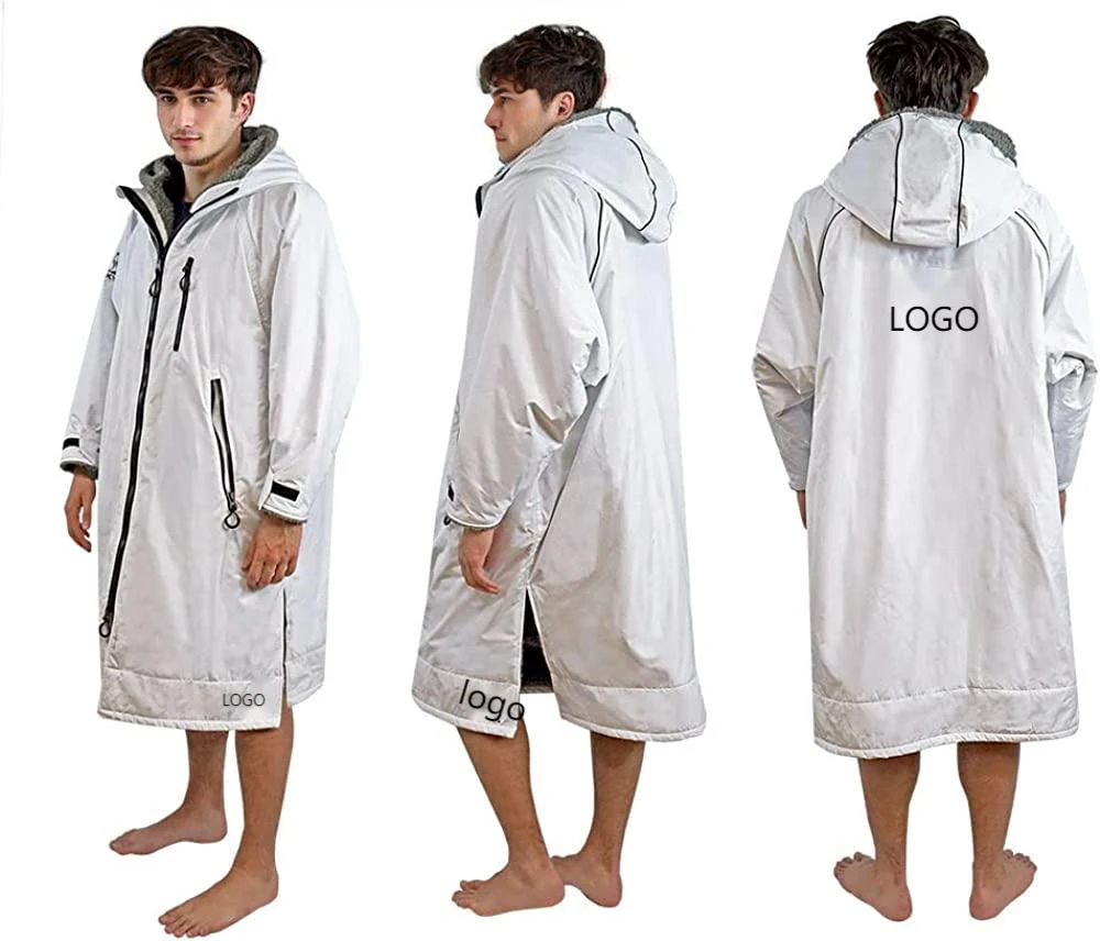 Equestrian Horse Coat Quick Dry 300gsm Dry Microfibre Sherpa Fleece Lined Waterproof Changing Robe Surf With Hood For Swimming