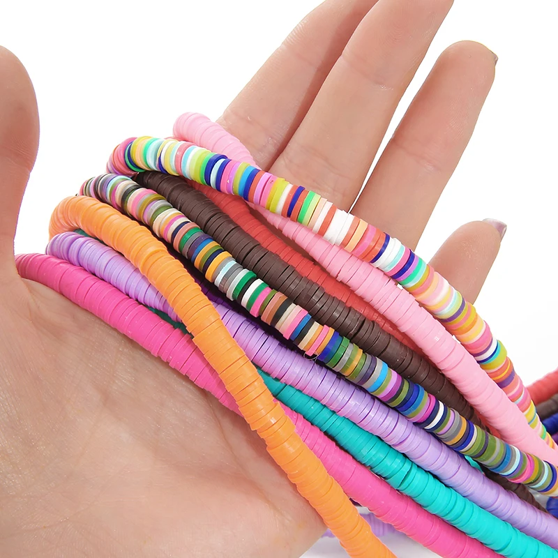  350Pcs 6mm Flat Round Color Polymer Clay Beads Slices for Girls Bracelet Making Diy Necklace&Earrings Accessories