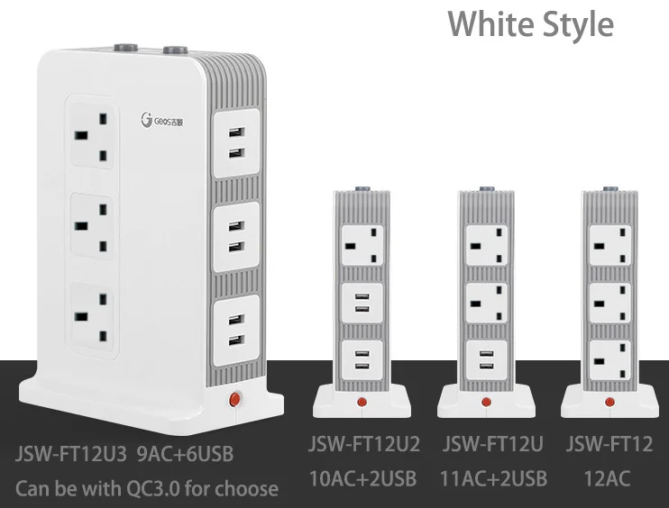 
high quality UK upright surge USB charging 230V 13A tabletop multifunction power strip 
