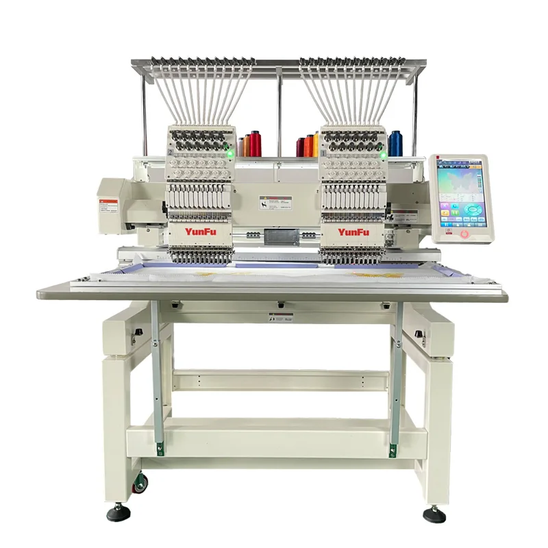 YUNFU industrial embroidery machine 2 head 12 15 needles big frame size embroidery machine price computerized