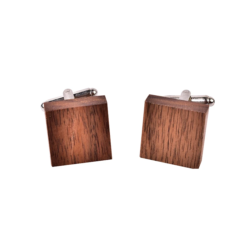 
shengzhou factory wholesale square merbau wood cufflinks for men 