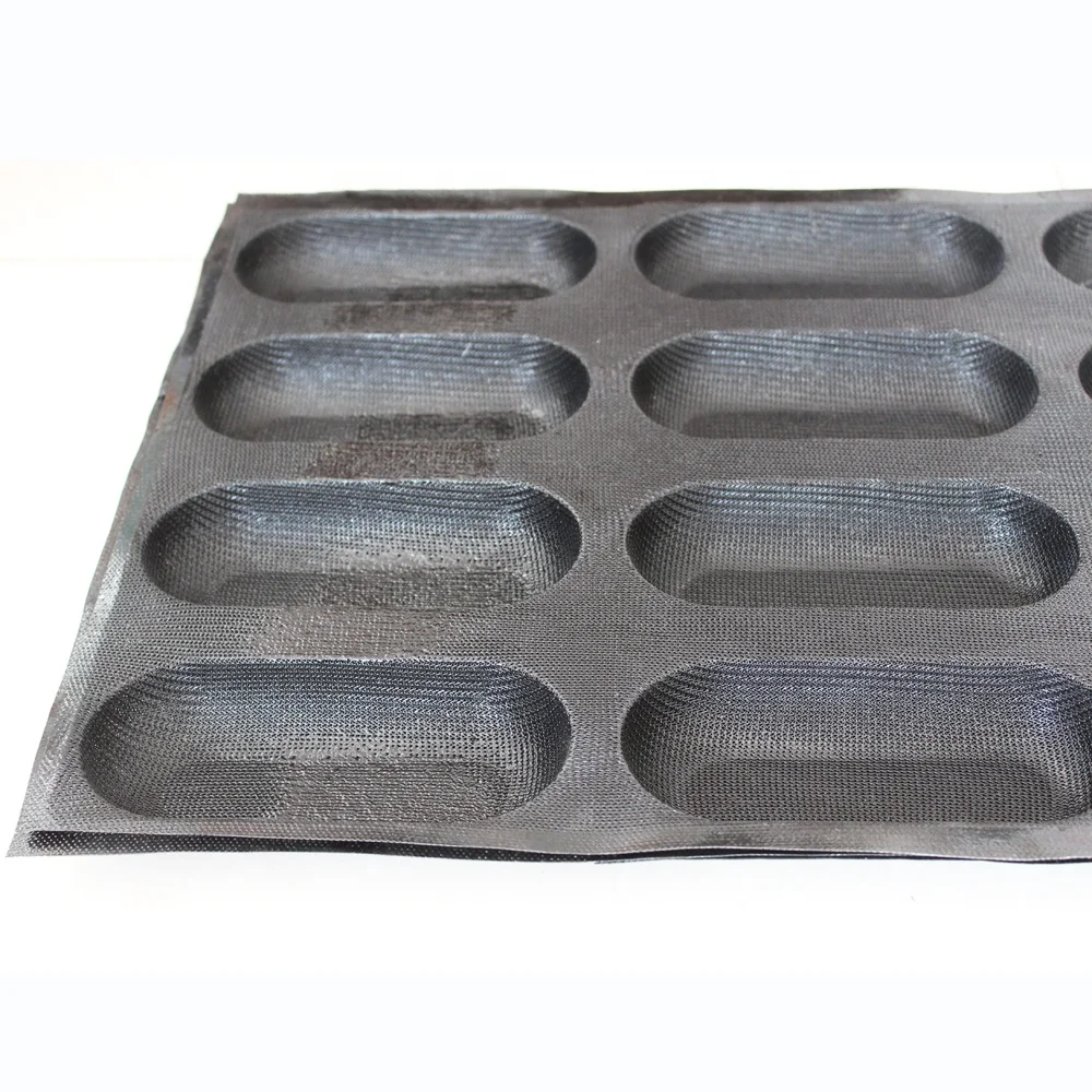 Non-Stick Black 16 Channels Silicone Hot Dog Form for Bakery