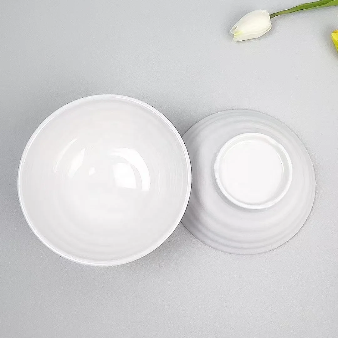 Home and kitchen durable melamine white serving noodle bowl melamine white fruit bowl  custom melamine salad bowl for restaurant