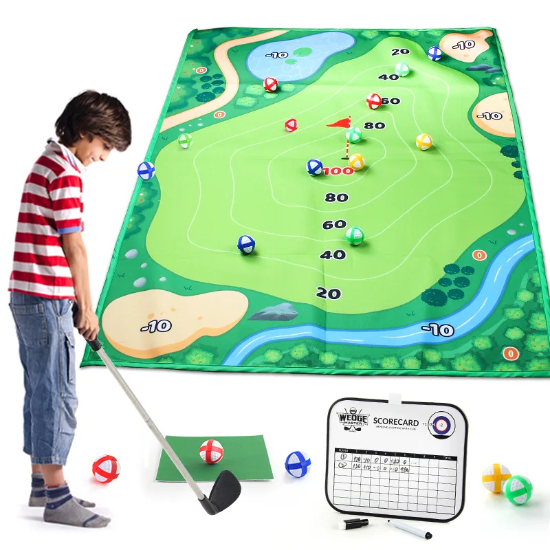2024 Newest Custom Pattern Kids Golf training Chipping Mat Toy Set With Multiple parts