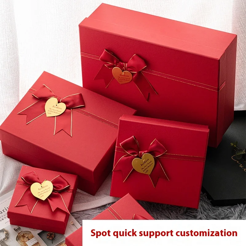 Becan Stock Red Gift Box  Heaven and Earth Cover Festive Packaging for Wedding Candy Candle Wholesale Souvenir Boxes