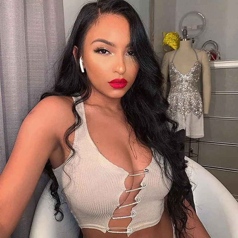 
2021 New Arrivals trendy cut out see through tops for womens 