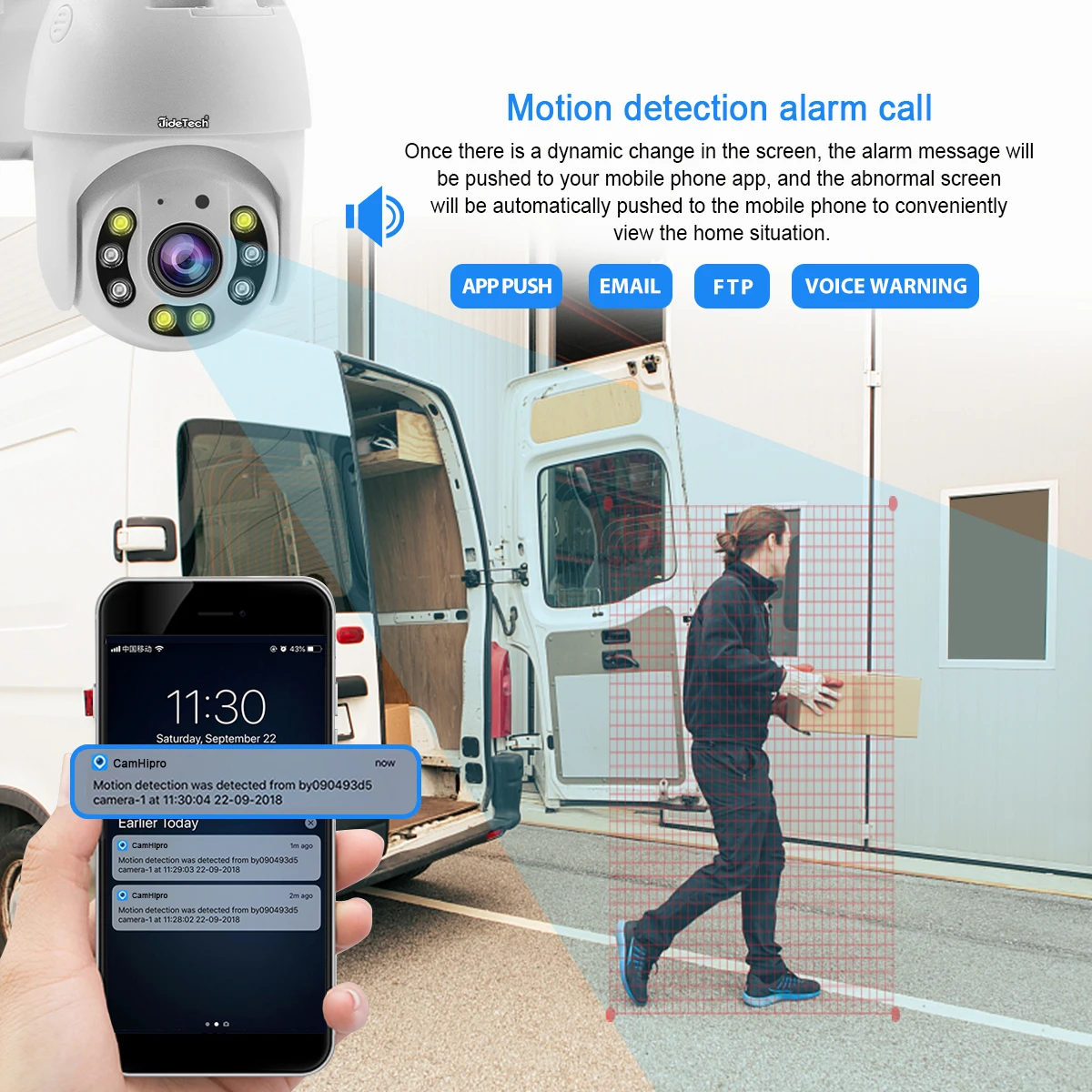 JideTech 5MP 4X Network IP Security Camera Indoor/Outdoor IP66 CMOS Sensor with SD Card Slot WIFI PTZ Camera Two-Way Audio