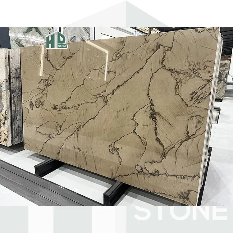 Luxury stone slab natural marble floor with black veins