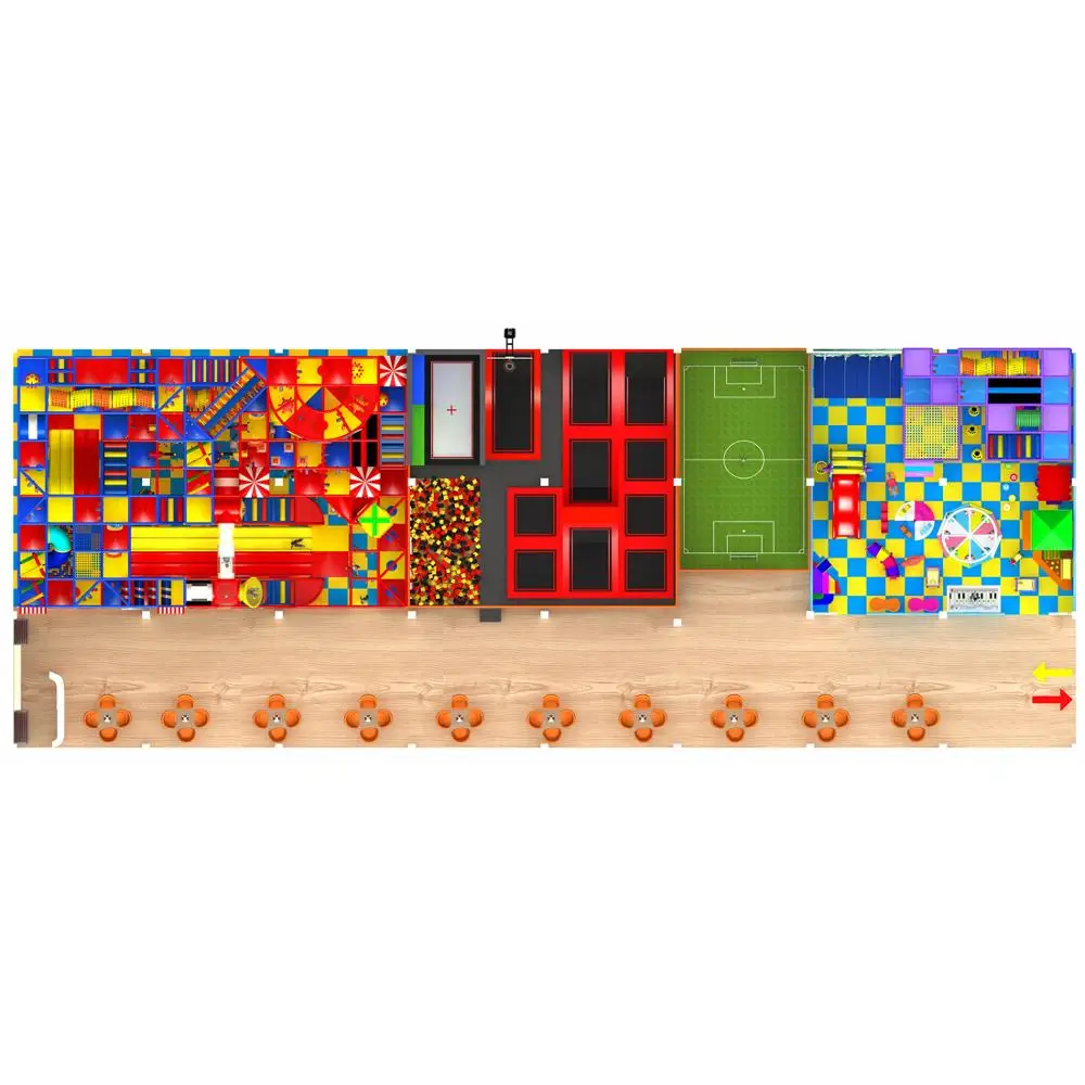 Children Indoor Playground Toddler Play Area Trampoline Park with Miniature Football Pitch