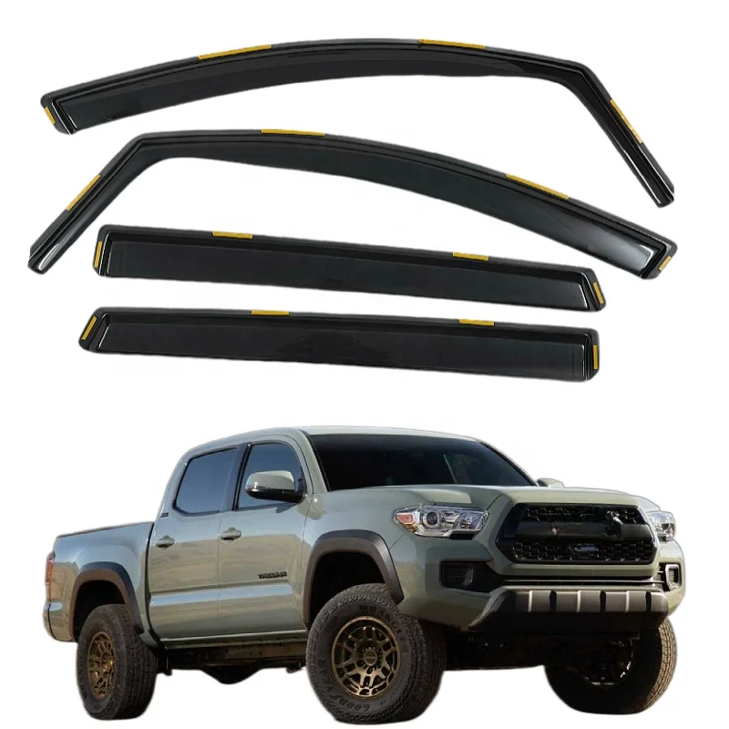 Acrylic In-Channel Window Rain Guards for 2016-2023 Toyota TACOMA Pickup Effective Window Deflectors
