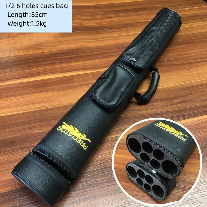Customizable1/2 Split  Pool Cue Case Bag Soft Carry Sturdy Wear Resistant Embroidery PU Leather 2 Holes/ 4Holes / 6Holes