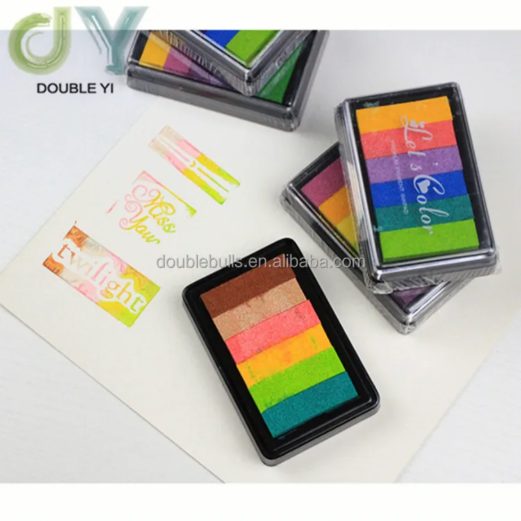 Mixed Color Ink Cushion DIY Color Rainbow Ink Pads for Stamps