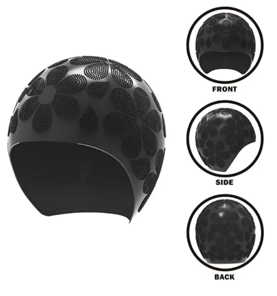 Swim Cap Cover Hair and Ears with Full Stretchy and Durable Premium Silicone for Curly, Short and Long Hair, Shower Bathing Caps