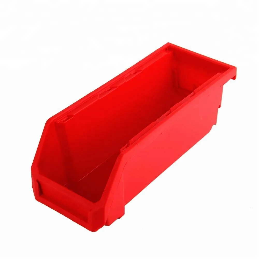 Large size plastic tool stackable and hanging storage bin for garage storage