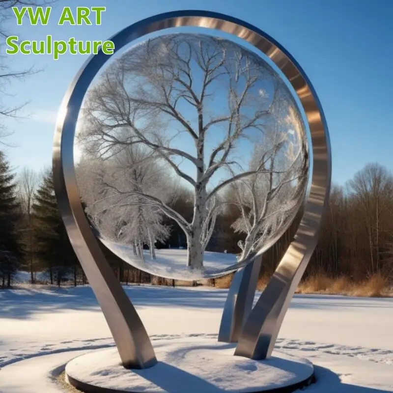 Hollow Art Abstract Stainless Steel Metal Large Ring City Public Art  Decoration Sculpture