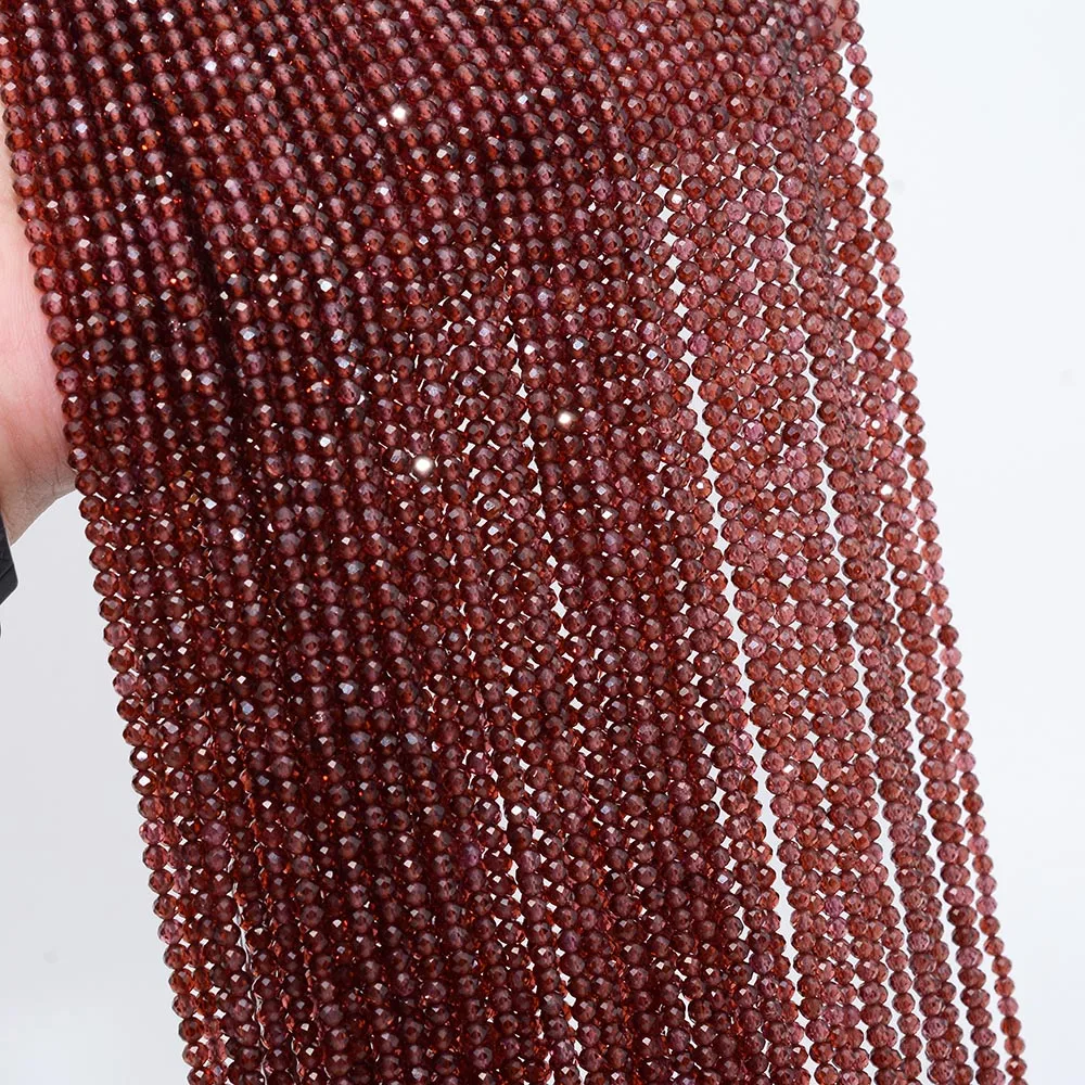 Natural Almandine Garnet Faceted Round Beads 3mm