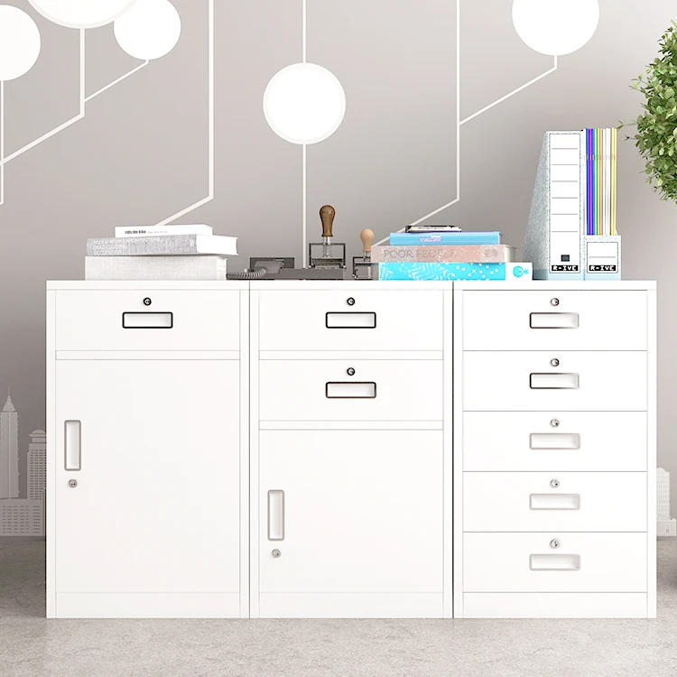 IYANEN disassemble blue swing door 3 layers adjustable shelf home office document storage steel short file cabinet