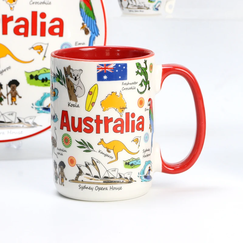 Customized unique design pattern Australia travel gift big 15oz milk beer ceramic mug