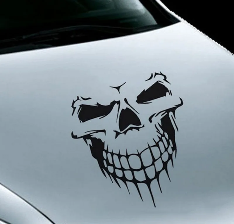 Car Reflective Body Side Door Stickers Decoration Bonnet Skull Sticker