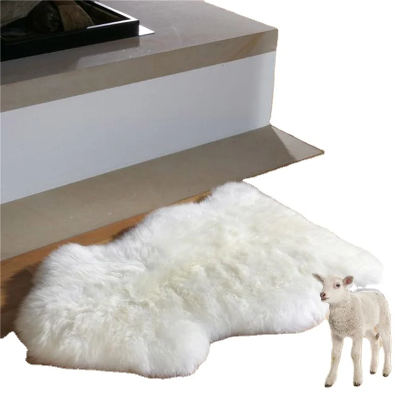 Hot sale New Zealand raw skin tanned Real long white Sheepskin furniture fur rug