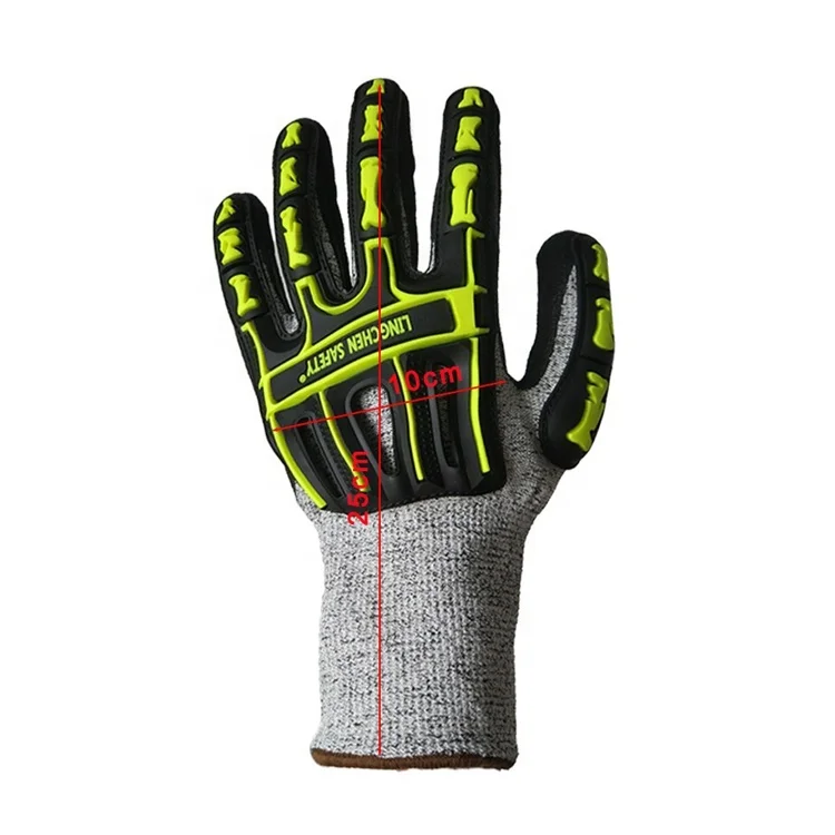 13 gauge cut level C black sandy palm coated safety gloves reinforced anti-collision TPR protective nitrile work gloves