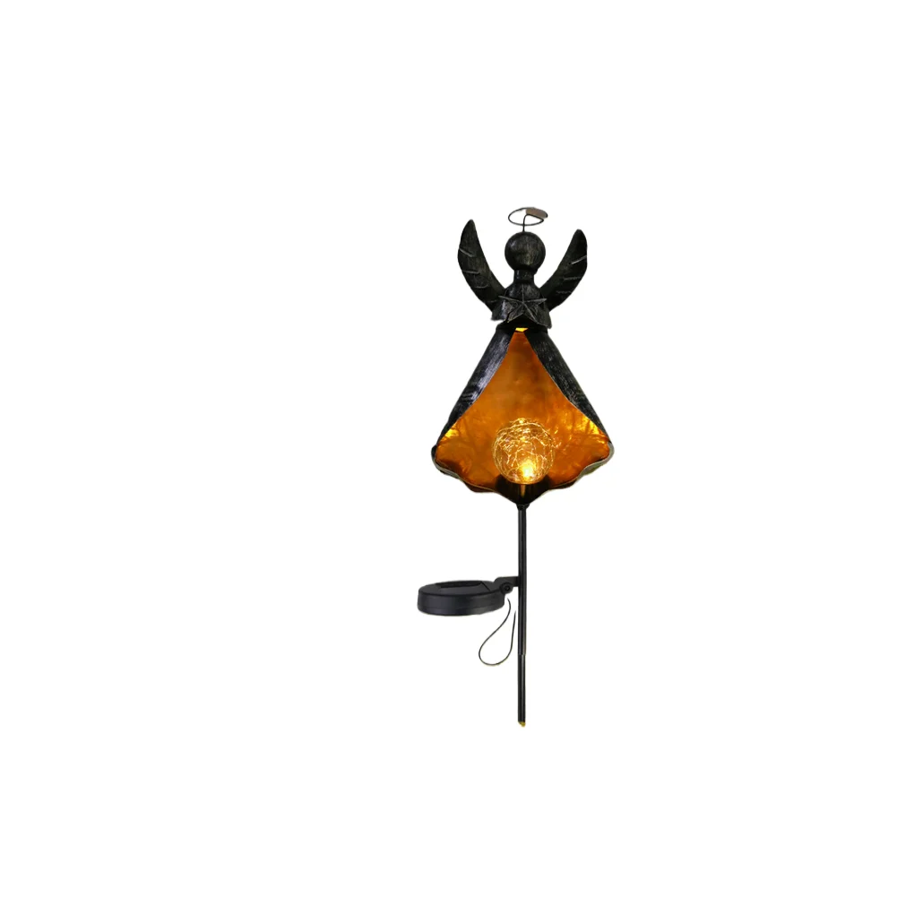 Waterproof Outdoor Metal Wrought Iron Solar Shape Garden Light Stakes for Sidewalk Courtyard Decoration