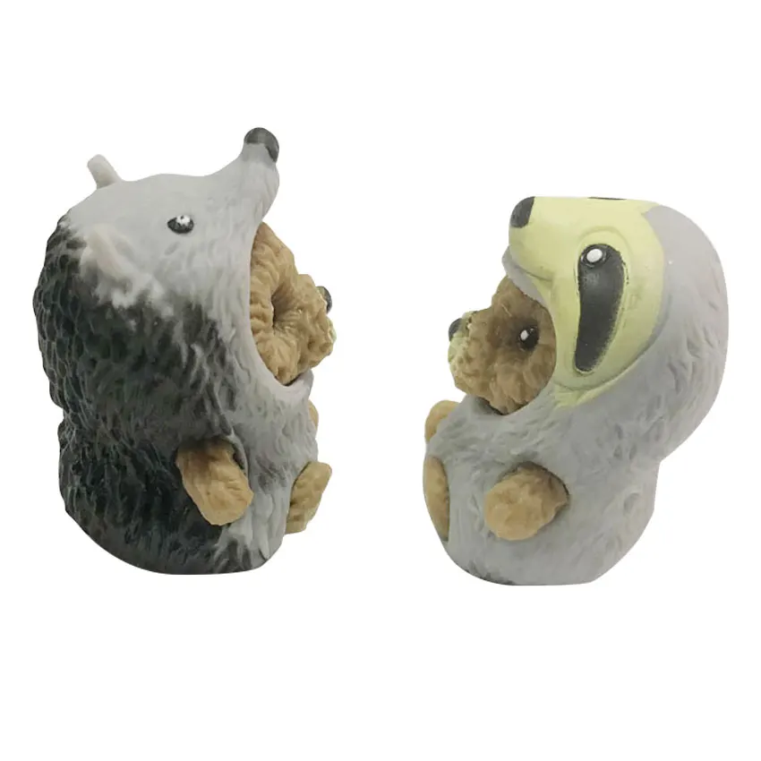 2022 New Small TPR bear playsets toy with  Sloths and Hedgehog  shape costume