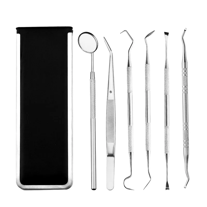 6 Pcs Dentist Tool Kit Hygiene Teeth Cleaning Dental Picks Scaler Mouth Mirror Dental Instrument