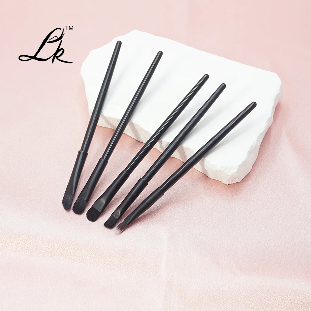 Portable Aluminum Tube Makeup Brush Set 5 Pieces Eye Shadow Foundation Powder Blusher Eyebrow & Eye Shadow Brushes for Face Use