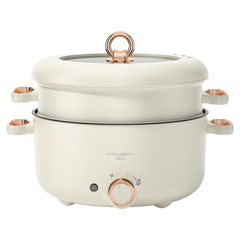 RANBEM Factory OEM ODM Multipurpose Electric Cooking Pot Electric Steamer Pot Multifunctional Mini Cooking Pot with Steamer