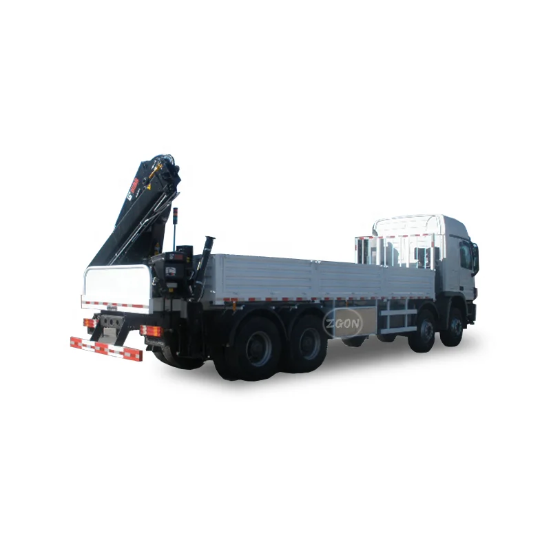 8x4 drive derrick cargo truck  with back mounted crane
