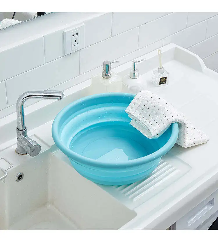 Supply Collapsible Bathroom Kids Basin Safe Tpr Pp Plastic Round Laundry Portable Foldable Wash Plastic Water Basin