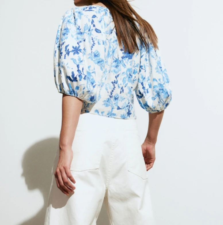 High quality clothing customization, printed T-shirts, lantern sleeves, top small order customization, Chinese factory