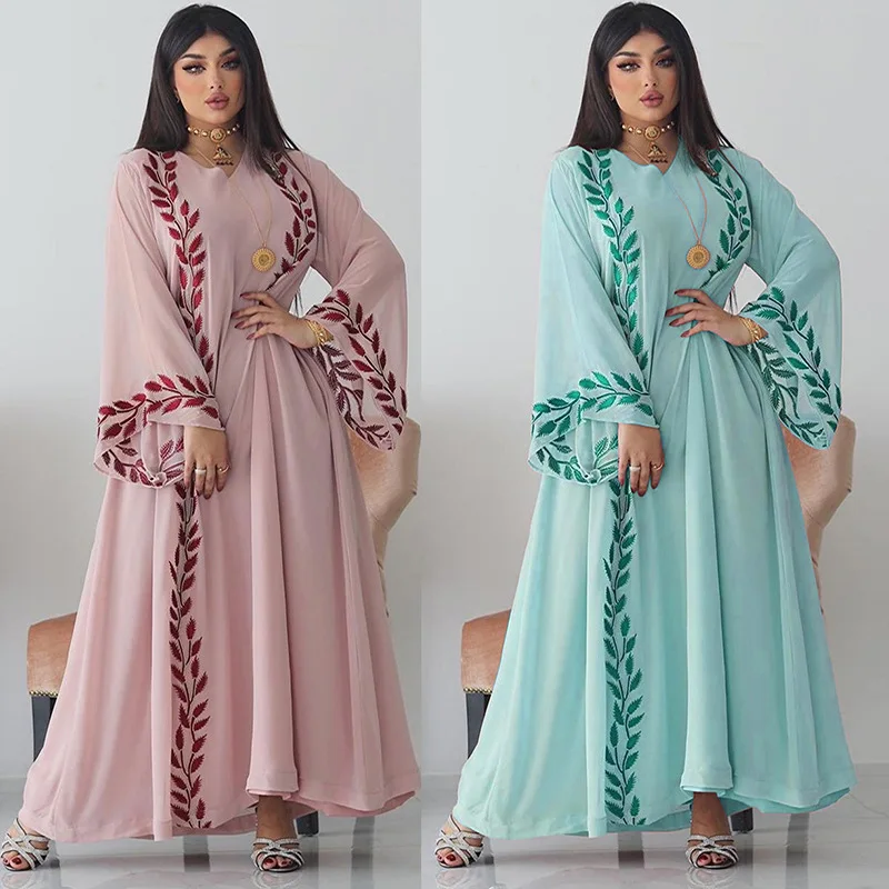 ZANDY OEM Islamic Clothing Muslim Embroidered Eid Hijab Sets Dubia Abaya Dress