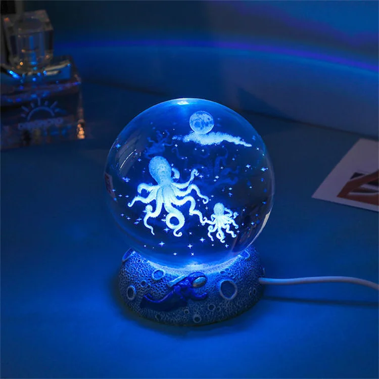 3D 6/8 см шар из хрустального стекла в виде морской рыбы светодиодные лампы USB астрономический ночник украшение для дома подарки на день рождения