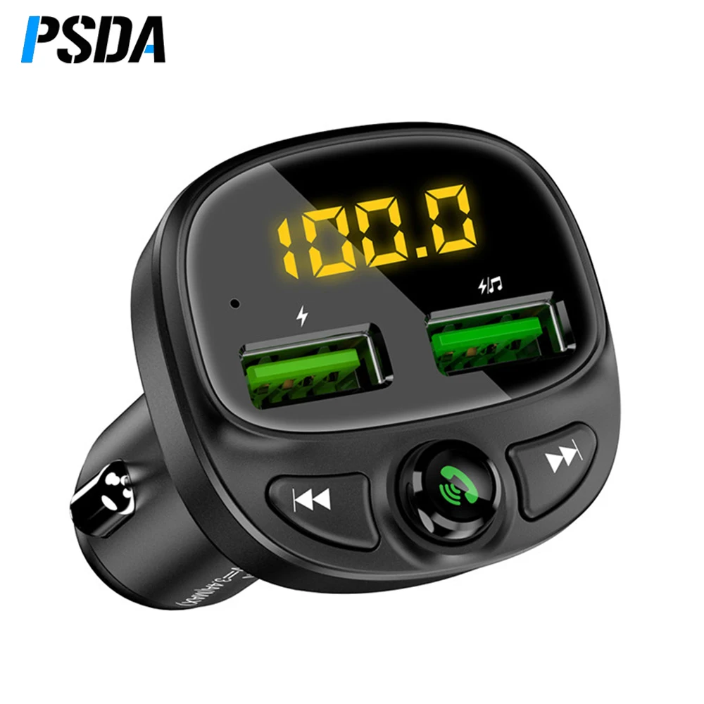 PSDA Wireless Car kit Handfree LCD FM Transmitter Dual USB Car Charger 2.4A MP3 Music TF Card U disk AUX Player