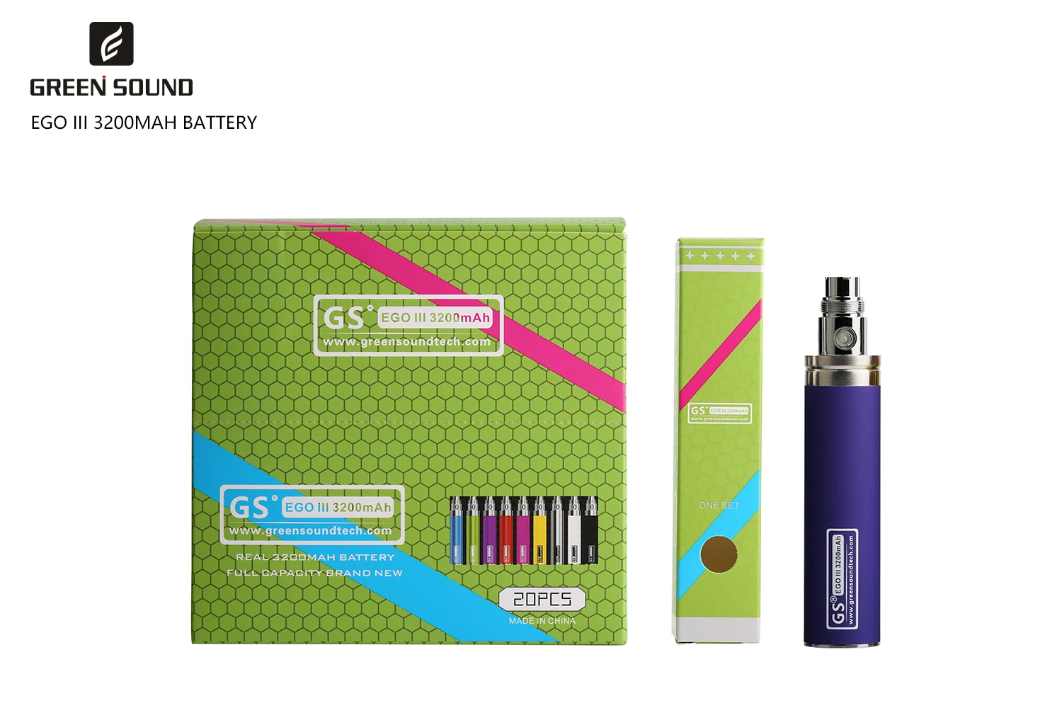 Original GS EGO III Battery 3200mAh  KONE 3200mAh Capacity for Vape 510 CE4 CE5 H2 MT3 Atomizer Tank Pen Kit