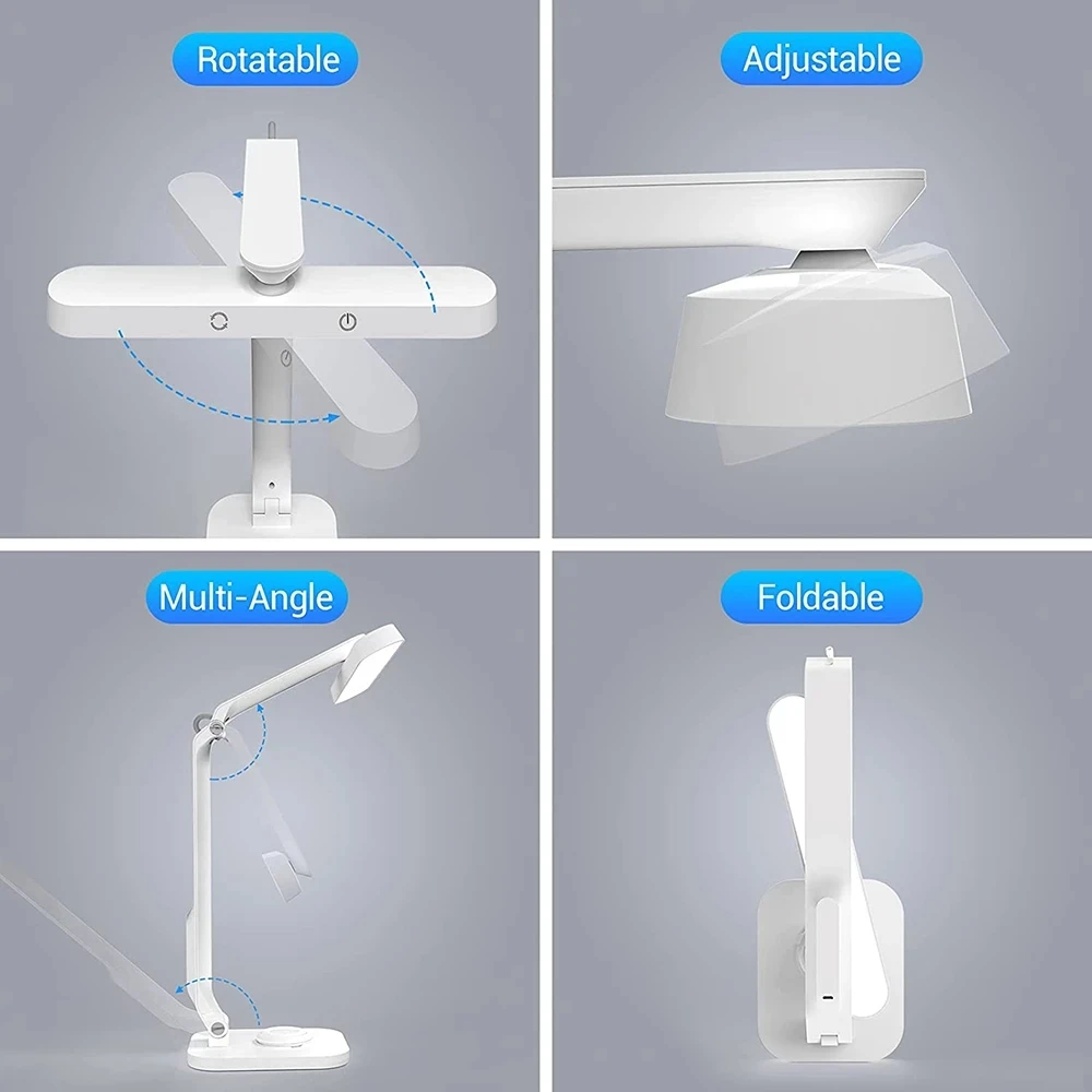 Remote Control Adjustable LED Desk Lamp Eye-Caring Office Light Rechargeable Touch Control Stepless Dimming Reading Table Lights