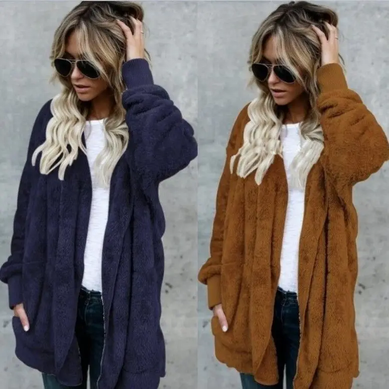 
Women In Autumn and Winter Long Sleeve Coat In The Long Style Can Wear Both Sides of Warm Casual Coat 
