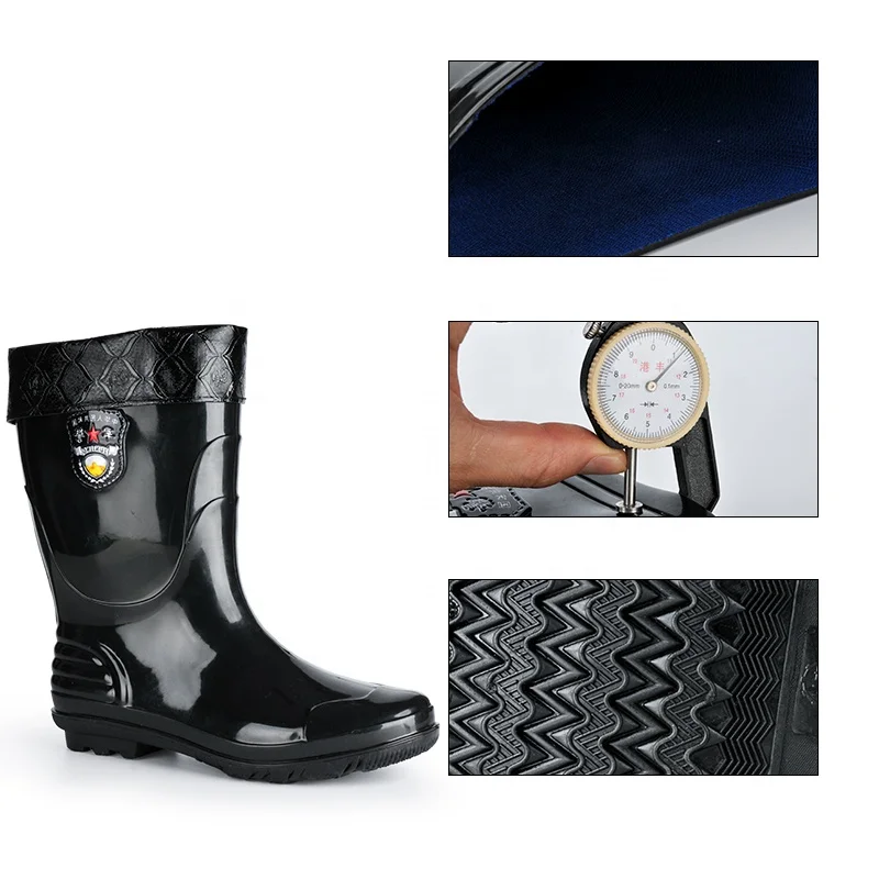 Хорошего качества утолщенные водонепроницаемые короткие мужские резиновые сапоги с логотипом на заказ, оптовая продажа